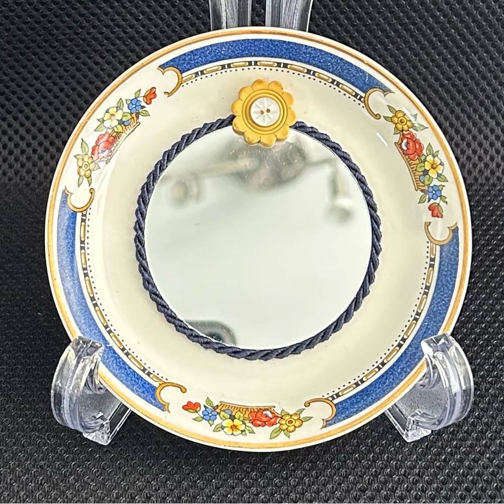 Vintage Johnson Brothers Saucer Mirrored W/antique Button Folk Art Hanging